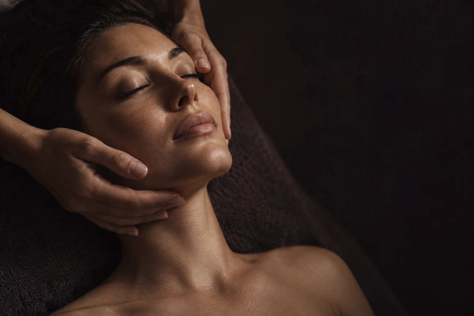 Una mujer se relaja durante un tratamiento facial